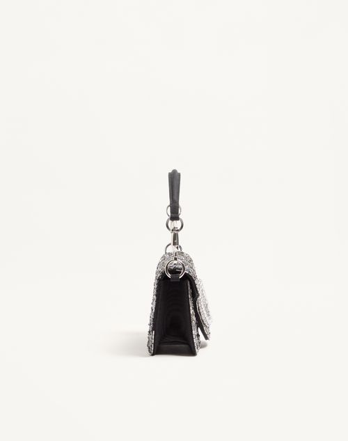 Valentino Garavani - Valentino Garavani Locò Small Embroidered Shoulder Bag With Jewel Logo - Black/silver - Woman - Shoulder Bags
